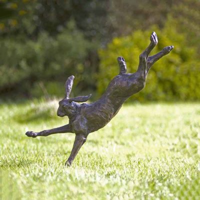 Garden animal high quality ornaments life size metal running hare sculpture DZH-D654