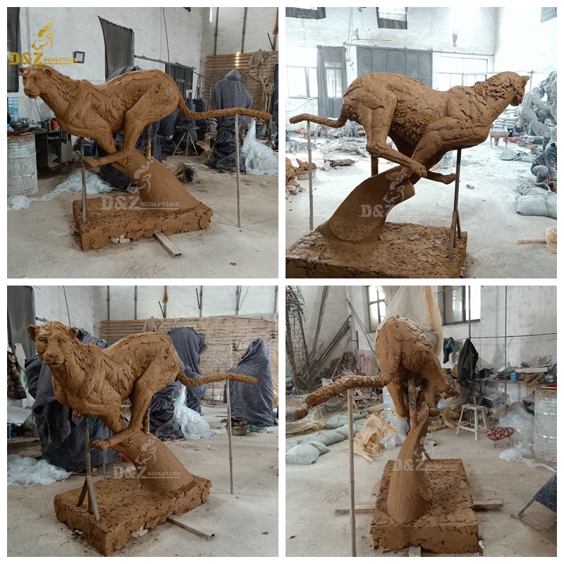 Custom made bronze casting hand made best quality cheetah sculpture