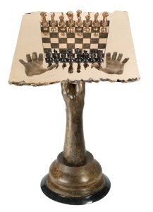 Modern art design hand casting large bronze home decor chess board sculpture