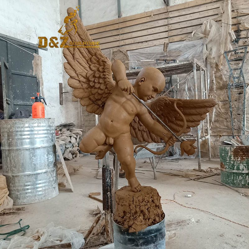 Custom made small size artwork home decoration bronze casting cupid sculpture