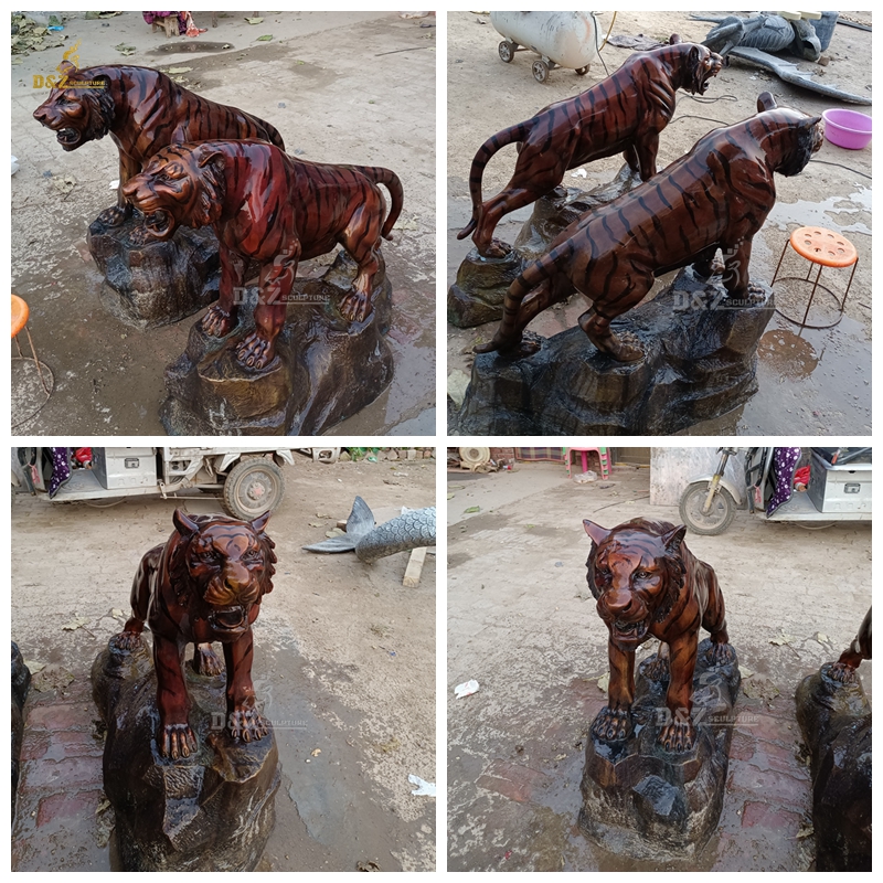 Height 90cm custom made lifelike bronze casting roaring tiger sculpture for sale