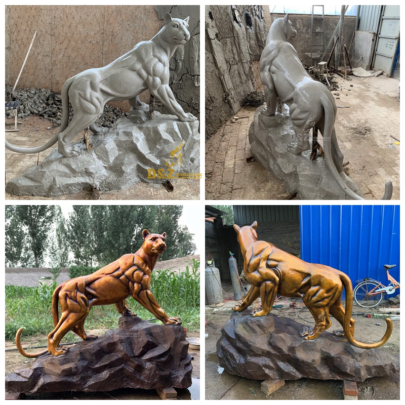 Famous large size casting bronze Chinese factory custom made vivid cheetah sculpture