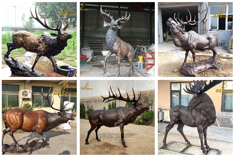 Large size best quality outdoor garden school decor amazing artwork herd of deer sculpture for sale