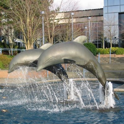 Outdoor decoration metal casting hot sale bronze dolphin sculpture DZD-D662