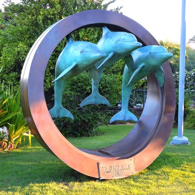 Outdoor garden decor best quality artwork brass dolphin statue DZD-D666