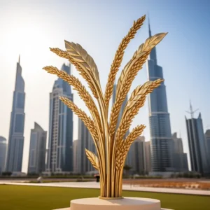 Golden wheat sculpture 1